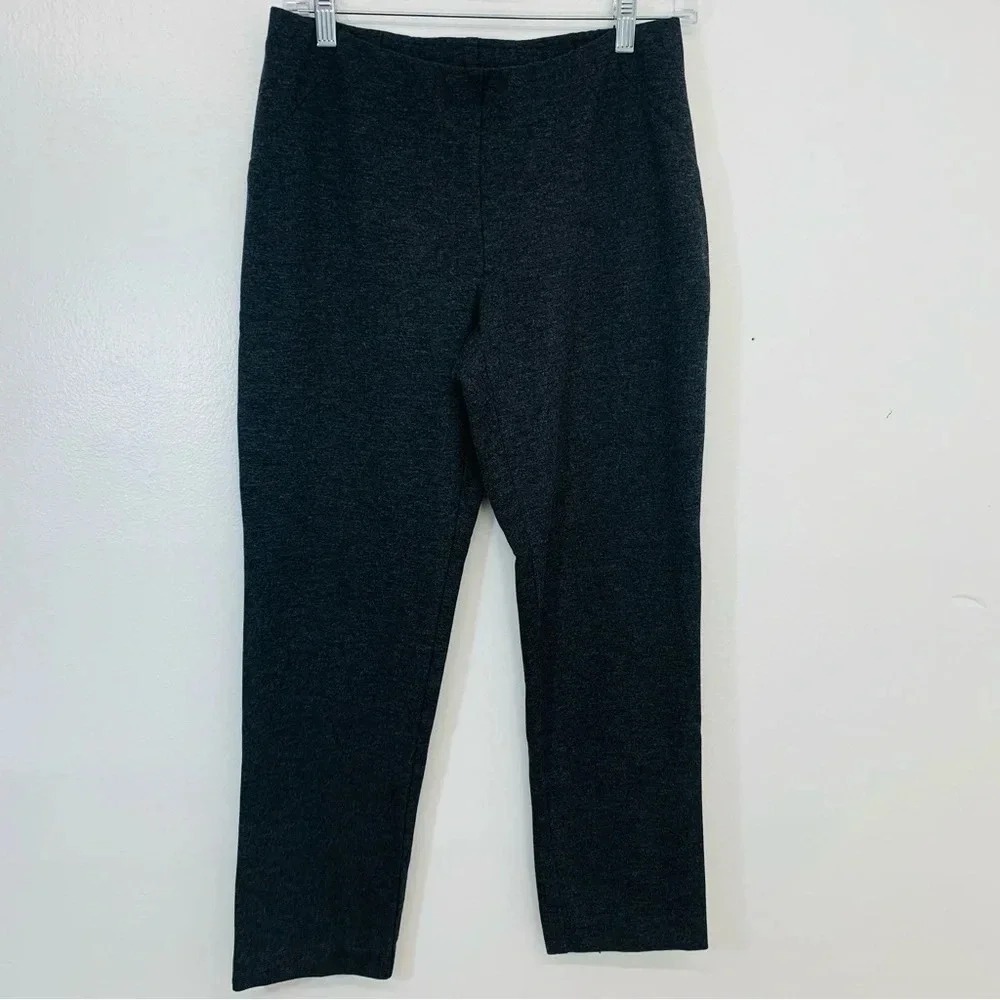 J Jill Ponte Slim Leg Pull On Pants  Woman Small Petite‎ Gray Heathered Workwear